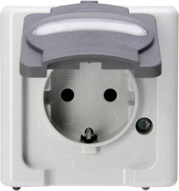 Kopp 103356006 BlueElectric Compleet Wandcontactdoos met randaarde en klapdeksel spatwaterdicht Grijs 1 stuks