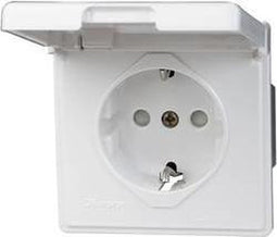 Kopp 119102080 Arktis Wandcontactdoos met randaarde spatwaterdicht Wit