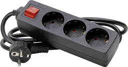 Kopp 129715009 Stekkerdoos met schakelaar 3-voudig Zwart Randaarde stekker 1 stuk(s)