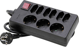 Kopp 129805005 Stekkerdoos met schakelaar 9-voudig Zwart Randaarde stekker 1 stuk(s)