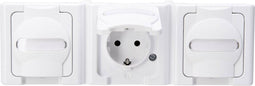 Kopp 131302006 BlueElectric Compleet Wandcontactdoos met randaarde en klapdeksel spatwaterdicht Arctisch-wit 3-voudig 1
