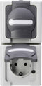 Kopp 131456008 BlueElectric Compleet Wandcontactdoos met randaarde en klapdeksel spatwaterdicht Grijs 1 stuks