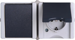 Kopp 139456006 proAQA Compleet Schakel-/stopcontact combinatie spatwaterdicht Grijs 1 stuks