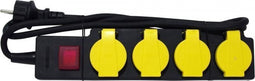 Kopp 223012002 Stekkerdoos met schakelaar 4-voudig Geel, Zwart Randaarde stekker 1 stuk(s)