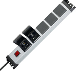 Kopp 227320017 Stekkerdoos 19 inch 5-voudig Zilver, Zwart Randaarde stekker 1 stuk(s)