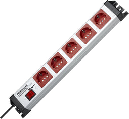 Kopp 227720019 Overspanningsveilige stekkerdoos 5-voudig Grijs, Zwart, Rood Randaarde stekker 1 stuk(s)