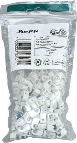 Kopp 345504087 Spijkerclip 345504087 Bundel-Ø (bereik) 4 tot 7 mm Grijs 100 stuk(s)