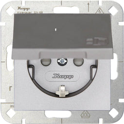 Kopp 940147004 Wandcontactdoos met randaarde en klapdeksel Inzetstuk 1-voudig HK 07 Staal