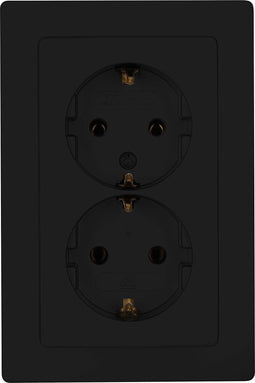 Kopp Dubbele wandcontactdoos - randaarde - mat zwart - duurzaam thermoplast