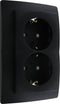 Kopp Dubbele wandcontactdoos - randaarde - mat zwart - duurzaam thermoplast