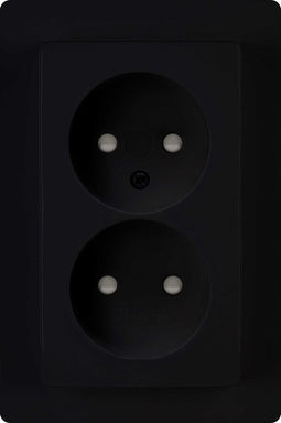 Kopp Dubbele wandcontactdoos - zonder randaarde - mat zwart - thermoplast - kinderbeveiliging