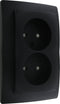 Kopp Dubbele wandcontactdoos - zonder randaarde - mat zwart - thermoplast - kinderbeveiliging