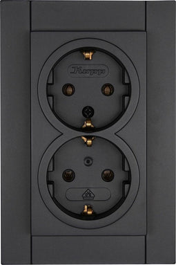 KOPP - Wandcontactdoos - Athenis - Inbouw - 1-voudig Dubbel Stopcontact - Randaarde - Mat Antraciet