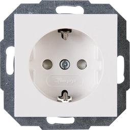 KOPP - Wandcontactdoos - Athenis - Inbouw - 1-voudig Enkel Stopcontact - Randaarde - Kinderbeveiliging - Helder Glans Wit
