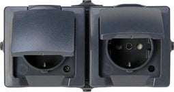 Kopp Wandcontactdoos met klapdeksel - Opbouw - 2-voudig - Horizontaal - spatwaterdicht - Antraciet