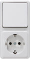 KOPP - Wandcontactdoos - Standard - Opbouw - 1-voudig Stopcontact - 1-voudig Wisselschakelaar - Randaarde - Arctic Glans Wit