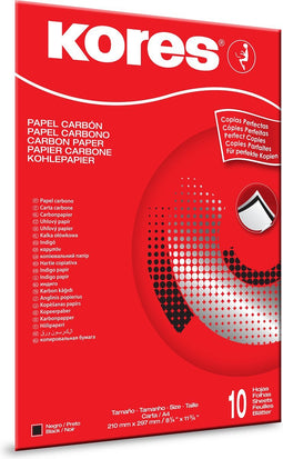 Kores 10 vel carbonpapier zwart A4 Kores.