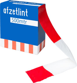 Kortpack - Afzetlint 75mm breed x 500mtr lang, 35my dik - Dubbelzijdig Rood/Wit Geblokt - 1 Rol in Dispenserdoos - Waarschuwingslint - Gevaren-afzetlint - Verboden Toegang - (028.0500)