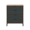 CALICOSY - Ladekast met 4 laden met noestige eik en antracietgrijs decor - L77,5 cm - Licht hout