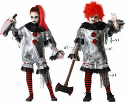 Kostuums voor Kinderen Clown Grijs - 10-12 Jaar