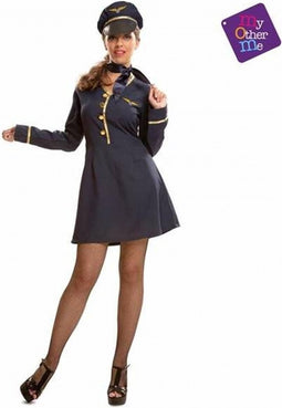 KOSTUUMS VOOR VOLWASSENEN MY OTHER ME BOORD STEWARDESS LUCHTVAARTPILOOT (3 ONDERDELEN)- maat S