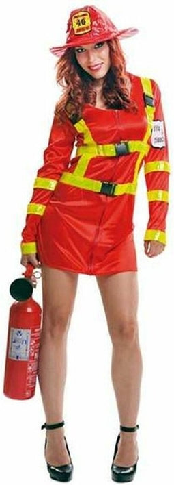 KOSTUUMS VOOR VOLWASSENEN- MY OTHER ME ROOD- BRANDWEERMAN (2 ONDERDELEN)-maat M/L