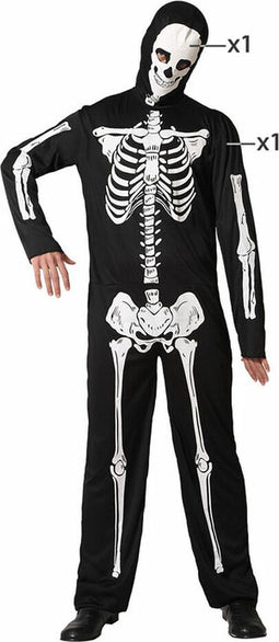 Kostuums voor Volwassenen Skelet Zwart - XXL