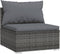 vidaXL - Driezitsbank - met - kussens - poly - rattan - grijs