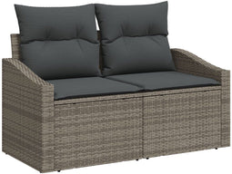vidaXL - 2-Zits - Tuinbank - met - Kussens - - - Grijs - Poly - Rattan