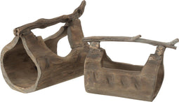 J-Line decoratie Stam Handvat - hout - naturel - large