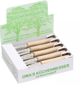 RÖR Solingen Schilmesje Krom Hout - RVS - Oma's Keukenmesje - 20 stuks in verkoopdisplay