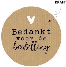 KP etiket Bedankt voor de bestelling, kraft, diameter 50 mm, rol van 250 stuks