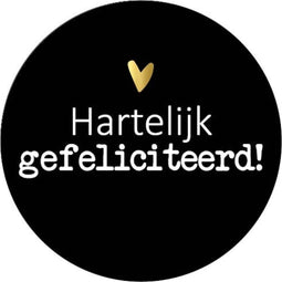 KP etiket Hartelijk gefeliciteerd, diameter 40 mm, rol van 250 stuks