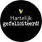 KP etiket Hartelijk gefeliciteerd, diameter 40 mm, rol van 250 stuks