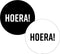 KP etiket Hoera!, diameter 40 mm, 2 varianten, rol van 250 stuks