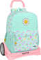Schoolrugzak met Wielen Smiley Summer fun Turkoois (32 x 43 x 14 cm)