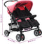 vidaXL - Tweelingkinderwagen - staal - roze - en - zwart