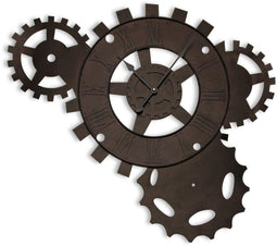 Versa Volga decoratieve wandklok voor de keuken, woonkamer, eetkamer of slaapkamer, afmetingen (H x L x B) 71 x 4,3 x 51 cm, metaal, kleur: bruin en zwart