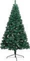 vidaXL - Kunstkerstboom - met - verlichting - en - kerstballen - half - 120 - cm - groen