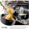 tectake® Pannenset Varese - 15-delig - 4 Kookpannen - 2 Steelpannen - Aluminium Antiaanbak - Glazen Deksels - Zwart (15-delig)