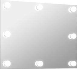 vidaXL - Wandspiegel - zonder - lijst - met - LED-lampen - rechthoekig - glas