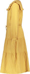 Like Flo F108-5810 - Meisjes Jurk - Maxi met ceintuur en ruffles - Mosterdgeel