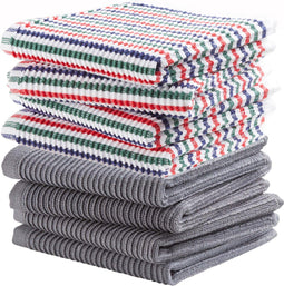 DDDDD - Combiset poetsdoeken - 100% katoen 30x30 cm met ophanglusje - neutral grey + fun (4 stuks)