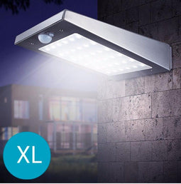 Hyundai - Draadloze LED Wandlamp met bewegingssensor op zonne-energie – Extra Large – RVS