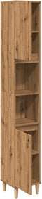 vidaXL - Badkamerkast - 30x30x190 - cm - bewerkt - hout - artisanaal - eikenkleurig