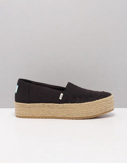 TOMS Valencia - Dames Espadrilles - Zachte stof met elastiek - Zwart - Maat 37