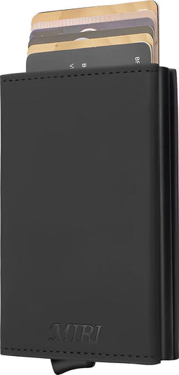 MiRi Pashouder – Pasjeshouder – Portemonnee – Kaarthouder – Creditcardhouder –【RFID beveiliging 】– Uitschuifbaar – Pashouder Briefgeld – Portemonnee – Carbon Leer – Zwart – Incl. Luxe Cadeauverpakking