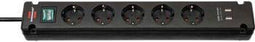 Brennenstuhl Bremounta - Stekkerdoos 5-voudig met USB - 3m kabel zwart