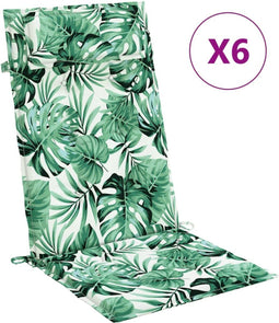 vidaXL - Stoelkussens - 6 - st - hoge - rug - bladpatroon - oxford - stof