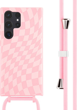 iMoshion Hoesje Geschikt voor Samsung Galaxy S23 Ultra Hoesje Met Koord - iMoshion Siliconen design hoesje met koord - Roze / Retro Pink